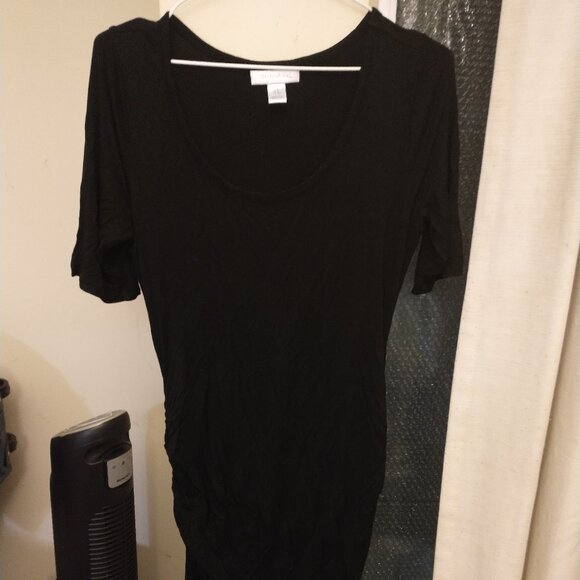 MOTHERHOOD MATERNITY 3/4 SLEEVE BLACK BODYCON MAXI DRESS - Picture 1 of 5